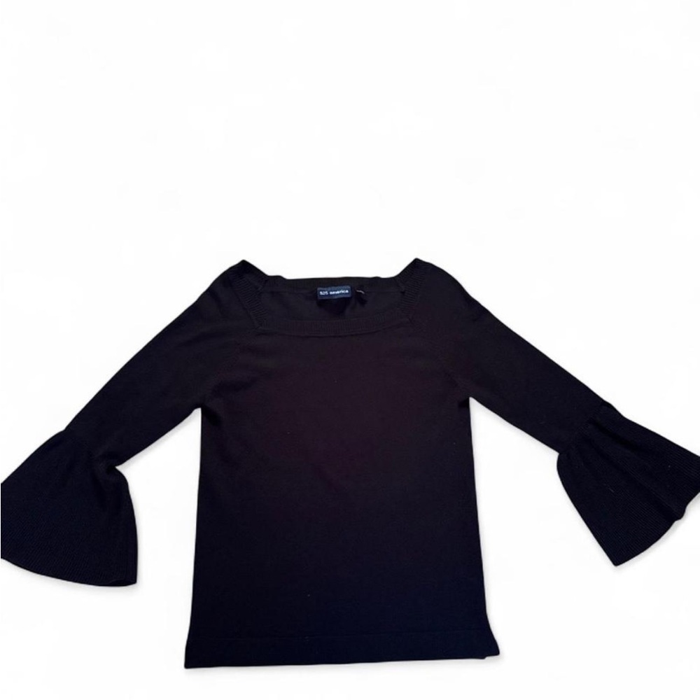 525 America  Black Flared Sleeve Blouse